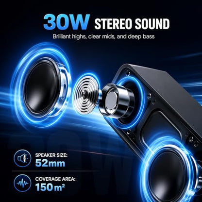 IKT Portable Bluetooth Speaker, 20W HD Sound, IPX7 Waterproof, Wireless, Big Sound and Deep Bass, TWS Pairing, 30Hrs of Playtime, for Home/Party/Outdoor/Beach, Birthday Gifts for Men Women - Black