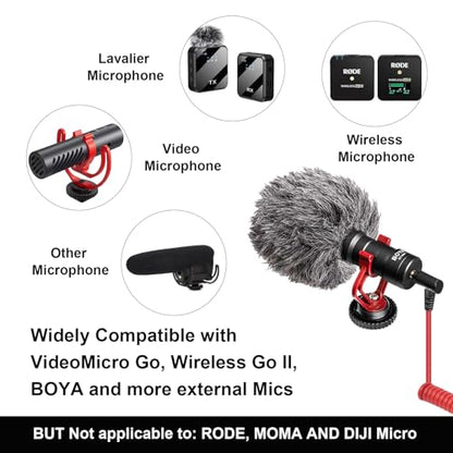 3.5mm TRS to TRRS Microphone Cable, Coiled Spring Aux Cord with Gold-Plated Connectors, 2FT Extended for Noise-Free Recording, Compatible with Rode SC7, BOYA, Smartphone, iPhone, Camera, DSLR