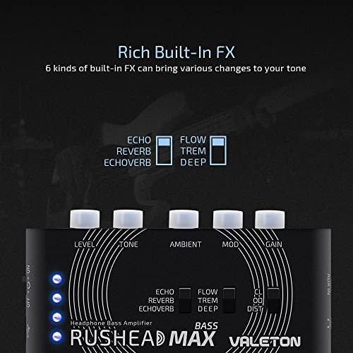 Valeton Rushead Max Bass USB Chargable Portable Pocket Bass Headphone Amp Carry-On Bedroom Plug-In Multi-Effects - color: Bass