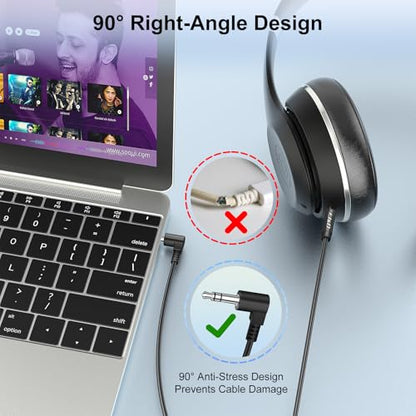 J&D 3.5mm to 2.5mm Aux Audio Cable, 90 Degree Right Angle Headphone Cord 2.5mm Male to 1/8 inch 3.5mm Female Stereo Audio Jack Adapter Cable Compatible with Bose & JBL Earphones, 6.6 Ft - size: 6.6 Feet