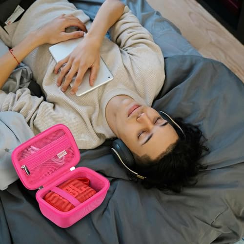 BOVKE Carrying Case Compatible with JBL Go 4 Portable Bluetooth Wireless Speaker, Extra Mesh Pocket for Charging Cables and Accessories, Rosered - color: Rosered