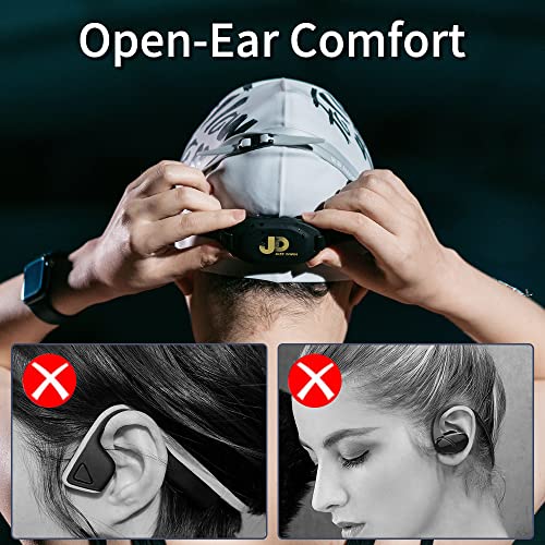 Bone Conduction Headphones, Open Ear Sport Headphones with Headband Waterproof Wireless Earphones with Microphone Innovative Wearing Method for Swimming and Workouts (Black) - color: black one
