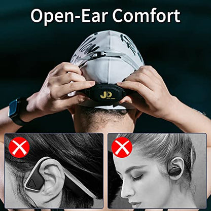 Bone Conduction Headphones, Open Ear Sport Headphones with Headband Waterproof Wireless Earphones with Microphone Innovative Wearing Method for Swimming and Workouts (Black) - color: black one