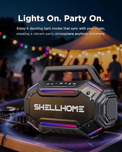 80W Bluetooth Outdoor Speakers, Portable Waterproof Jobsite Speaker | 30H Playtime, RGB Lights, BassUp 2.0, IPX6 Waterproof, TWS, 80W(Peak) Loud, Bluetooth 6.0 - color: Yellow