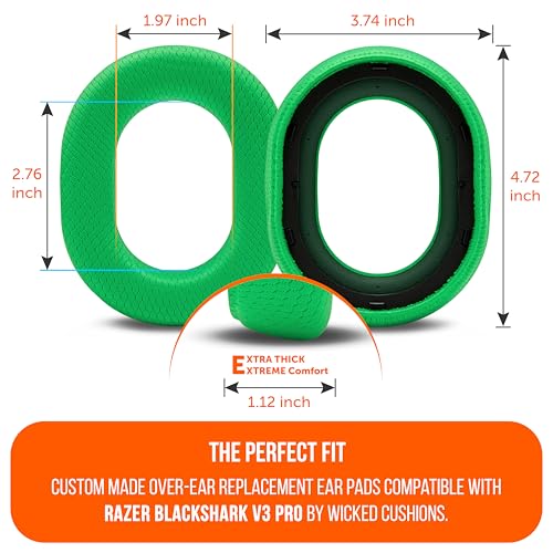 WC Freeze Blackshark V3 Pro – Cooling Gel Earpads Compatible with Razer BlackShark V3 Pro by Wicked Cushions | Enhanced Comfort, Cooling Gel Technology, Extra Thick | Neon Green - color: Neo Green