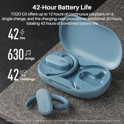 TOZO O2 Open Ear Wireless Earbuds,Multi-Angle Adjust 42H Bluetooth 5.3 - color: Blue