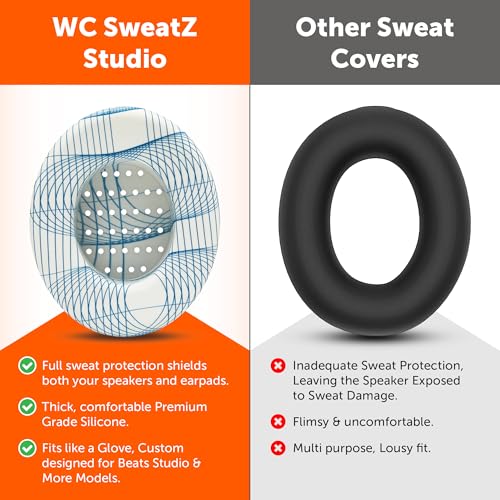 WC SweatZ Studio - Patented Covers for Beats Studio 3 (A1914) & 2 (B0500) | Made by Wicked Cushions | Made with Premium Silicone | Also fits B0501 | Ivory Tide - color: Ivory Tide
