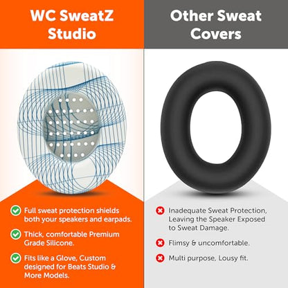 WC SweatZ Studio - Patented Covers for Beats Studio 3 (A1914) & 2 (B0500) | Made by Wicked Cushions | Made with Premium Silicone | Also fits B0501 | Ivory Tide - color: Ivory Tide