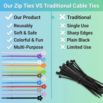 15Pcs Star Silicone Zip Ties, Reusable Self-Locking Straps - color: 15pcs- Star Cable Ties