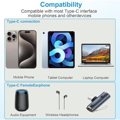 USB C Splitter with 100W Fast Charging Compatible with iPhone 16/15 Series | 2 in 1 Dual USB C Headphone and Charger Adapter USB3.2 10Gbps Data Transfer Compatible with Galaxy S24/S23, iPad, MacBook