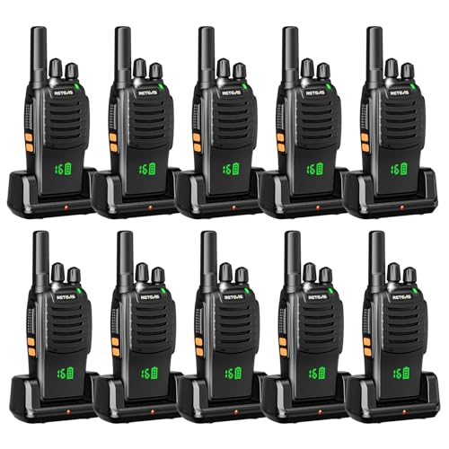 Retevis H-777H Portable 2 Way Radio Shatterproof Hidden Display, 10 Pack | Compact FRS Walkie Talkies for School, Events, USB-C Rechargeable, Emergency Alarm, LED Flashlight, VOX, 260 CTCSS/DCS - style: With Hidden Screen