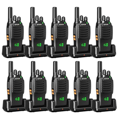 Retevis H-777H Portable 2 Way Radio Shatterproof Hidden Display, 10 Pack | Compact FRS Walkie Talkies for School, Events, USB-C Rechargeable, Emergency Alarm, LED Flashlight, VOX, 260 CTCSS/DCS - style: With Hidden Screen
