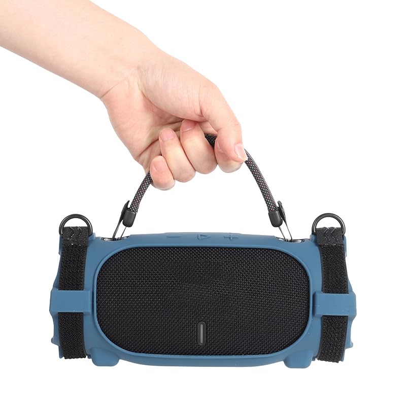 Silicone Case Cover for JBL Charge 6 Portable Bluetooth Speaker, Soft Protective Sleeve Travel Carrying Protective Cover Speaker Silicone Case with Shoulder Strap and Bike Strap (Blue) - color: Blue
