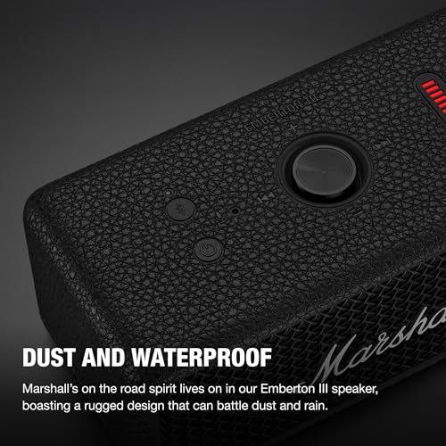 Marshall Emberton III Portable Bluetooth Speaker - Rugged Waterproof/Dust-Proof Design | Loud Stereo Sound, Deep Bass | Compact and Wireless for Travel and Outdoors - Black and Silver - color: Black & Silver