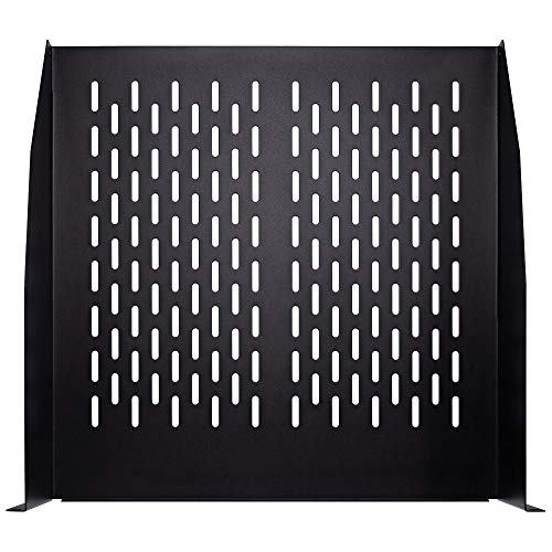 Navepoint 2U 19-Inch Universal Vented Rack Mount Cantilever Server Cabinet Shelf 18-Inches Deep with Lip Black