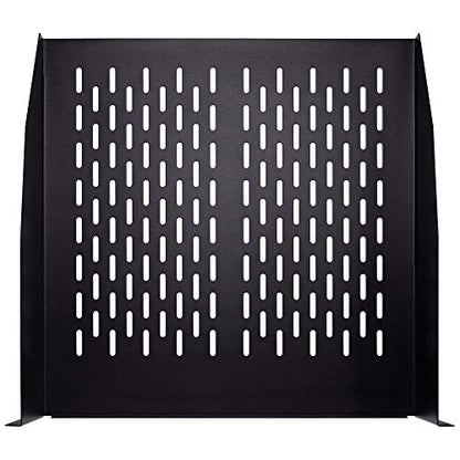 Navepoint 2U 19-Inch Universal Vented Rack Mount Cantilever Server Cabinet Shelf 18-Inches Deep with Lip Black