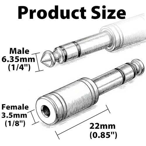 2-Pack 3.5mm to 1/4 Headphone Adapter – Heavy-Duty 6.35mm | Male to 1/8" Female Headphone Jack Adapter for Amp, Guitar, Mixer, Home Theater, AV Receiver – Copper Construction for Clear - style: 2 pair 6.5mm