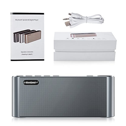 Antimi Bluetooth/FM Radio/MP3 Player Portable Wireless Speaker (Black) - color: Silver black