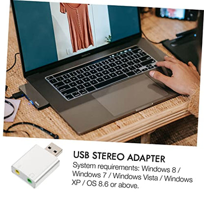 USB External Stereo Sound Adapter Plug and Play with Headphone and Microphone Jack Aluminum Alloy Compact USB Audio Card for Laptop Desktop Replacement