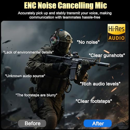 2.4GHz Wireless Gaming Headsets for PS5/PS4/PC/Switch/Xbox, RGB Noise Cancelling Over-Ear Headphones with 7.1 Surround Sound, 40mm Drivers, 276g ultraligero, Memory Foam, 45H Gaming Headphones 2025 - color: Black Blue