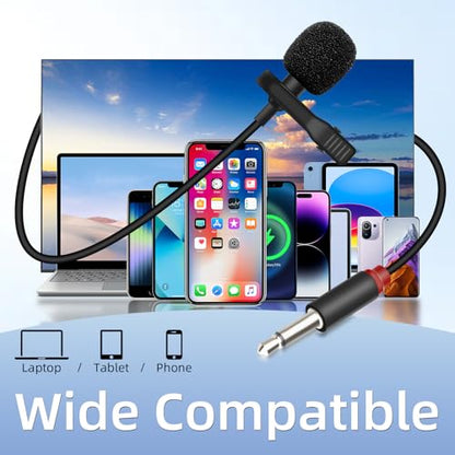 GELRHONR 3.5mm Lavalier Microphone, 3.5mm(1/8") TS Plug Invisible Lapel Microphone Wired for Public Speaking Amplifiers, Video Production, Events, Conferences 4.9FT (TS) - style: TS