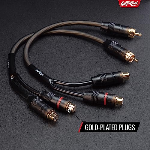 Install Link RCA Y Adapter Cable, 1-Male to 2-Female Splitter, 2-Pack (OFC) | Pure OFC Copper, 1ft, Feeds One Stereo Signal to Two Components, for Subwoofer, Home Theater, Car Audio Amplifier, Studio - color: Frosted Black, size: 1-Male to 2-Female