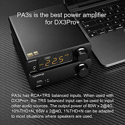 Topping DX3pro+ LDAC Headphone Amplifier - ES9038Q2M XU208 NFCA Bluetooth5.0 Audio Decoder USB/Opt/Coax DAC AMP Pre Amplifier with Remote Control (Black) - color: Black-01