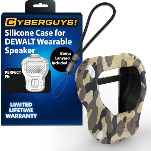 CYBERGUYS Silicone Case for DEWALT Wearable Bluetooth Speaker, Desert Camo | Durable Shock-Proof Non-Slip Protective Cover for DEWALT Mini Speaker, Lanyard, Small Lightweight, Easy-to-Install Sleeve - color: Desert Camo