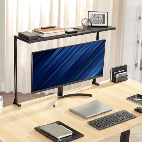 VIVO Large 38 inch Clamp-on Overhead Desk Shelf Mount, Raised Desktop Organizer, Elevated Workstation Accessory Platform, Black, DESK-SHELF38-B