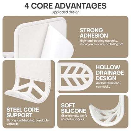 Wall Mount Headphone Stand, 2-in-1 Bendable Silicone Controller Holder, Adhesive Under Desk Hook for Gaming Office & Home, Fits All Headphones for PS5 Xbox Controllers - 1 Pack (Black/White) - color: White