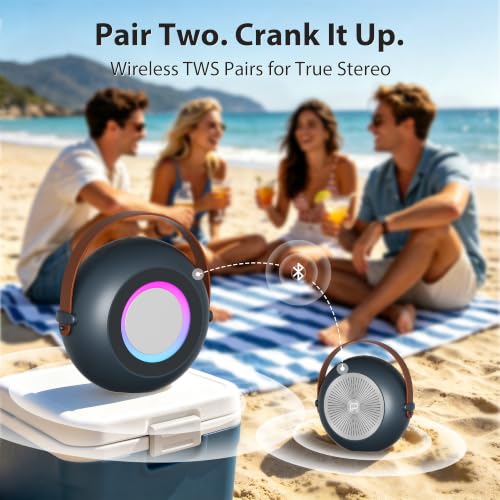 Passau 30W Portable Bluetooth Speaker with Deep Bass, Handle, 24H Play - color: Cyan