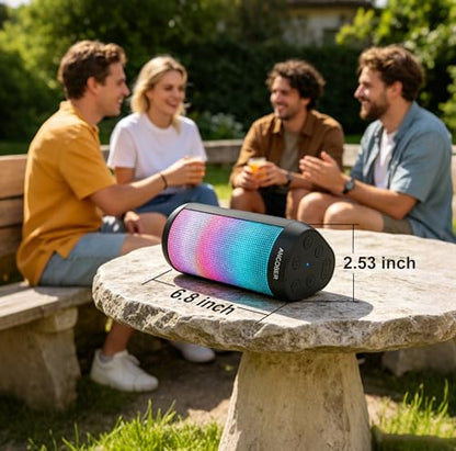 Bluetooth Speaker, Portable Wireless, 20W HD Stereo Loud Sound, 8 Modes LED Light Show, 30H Playtime, IPX4 Waterproof, TWS Pairing, Built-in Mic, BT5.3, for Outdoor, Party, Travel, Home, Ideal Gifts