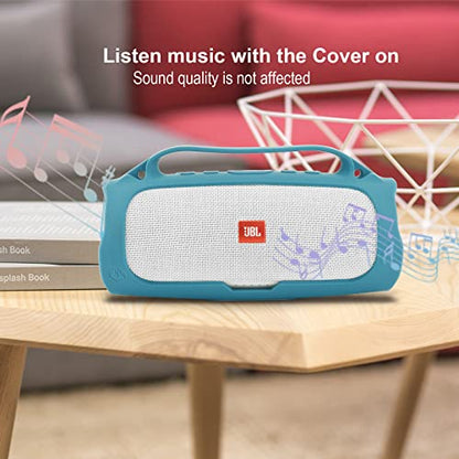 Silicone Case for JBL Charge 4 Portable Waterproof Speaker, Travel Carrying Case Protective Pouch Cover with Handle Adjustable Shoulder Strap and Phone Holder Stand (Blue) - color: Blue