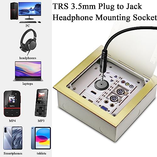 QIANRENON TRS 3.5mm Stereo Threaded Fixing Round Connector 1/8 TRS Male to Female Short Cable Panel Mount Headphone Adapter for Microphones Headphone - style: Male