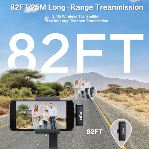 OSA 2Pcs Wireless Lavalier Microphone for iPhone iPad with Charging Charging Case and Transmitter Digital Display, 30H Clip on Lapel Microphone Wireless for Video Recording - style: Lighning