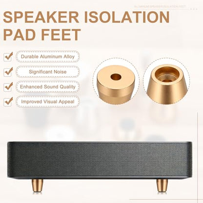 MECCANIXITY 4Pcs Speaker Isolation Pad Feet, 15x15mm Shockproof Aluminum Alloy Vibration Isolation Speaker Shock Base Pad Cone Base with Screws & Rubber Pads for Audio Equipment, Gold - color: Gold, size: 15x15mm