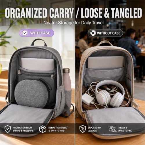 Hard Headphone Case for JBL Tune 770NC/510BT/720BT/520BT/670NC | Wave Foam, Elastic Strap, Soft Lining, Mesh Pocket, Carry Handle, Folded Headphone Storage, Deep Gray, Case Only - color: Deep Grey