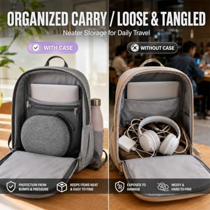 Hard Headphone Case for JBL Tune 770NC/510BT/720BT/520BT/670NC | Wave Foam, Elastic Strap, Soft Lining, Mesh Pocket, Carry Handle, Folded Headphone Storage, Deep Gray, Case Only - color: Deep Grey