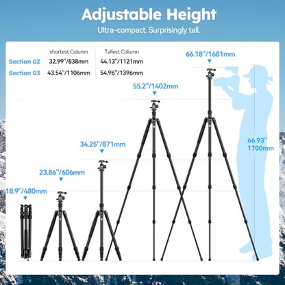 SIRUI Carbon Fiber 2-in-1 Tripod/Monopod, 360° Ball Head, Detachable Leg as Monopod/Trekking Pole, 8kg/17.6lbs Payload, Max 66.18" – Lightweight Travel for DSLR Mirrorless Outdoor Hiking AM-7C - style: Carbon Tripod&Monopod
