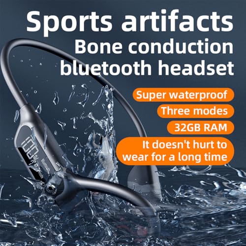 IHAO Swimming Headphones True Bone Conduction Open Ear Headset MP3 Player Built-in 32G Memory IP68 Underwater Waterproof Stereo Bluetooth Earphone for Driving Bicycling Running Skiing-X10 White - color: X10 White