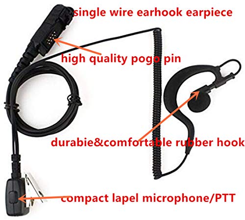 G Shape Earpiece Mic Compatible with Motorola Radio XPR3500e | Compatible for XPR 3000 XPR 3000e XPR 3300 XPR 3300e XPR 3500 XIR P6600 XIR P6608 XIR P6620 DP2400 Motorola Radio earpiece