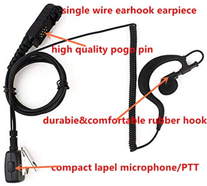 G Shape Earpiece Mic Compatible with Motorola Radio XPR3500e | Compatible for XPR 3000 XPR 3000e XPR 3300 XPR 3300e XPR 3500 XIR P6600 XIR P6608 XIR P6620 DP2400 Motorola Radio earpiece