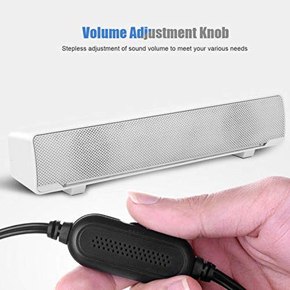 HERCHR USB Speaker Bar Computer Speaker for Desktop, Laptop, PC Speaker Small Soundbar with AUX/USB Connection Portable Mini Sound Bar(White) - color: White