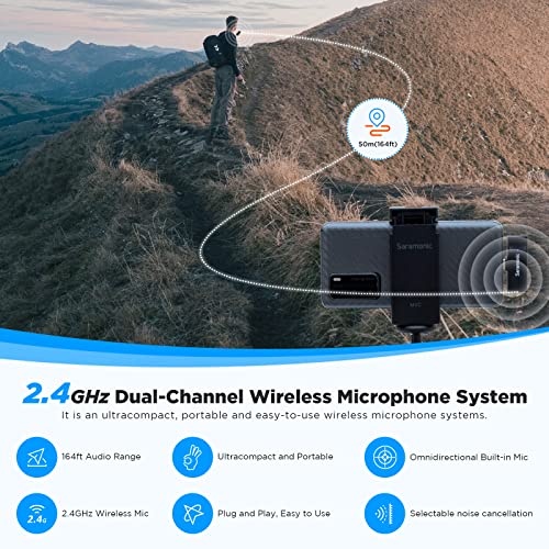 Saramonic Wireless Lavalier Microphone System For iPhone iPad 2.4Ghz Professional Clip On Lapel Condenser Plug-Play Mic For Vlog Interview Live Streaming Recording Video Youtube SR-Blink Go-U1 (TX+RX) - size: SR-Blink Go-U1