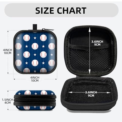 Square Data Cable Earbud Charger Coin Storage Bag Shockproof and Drop-Proof EVA Material Compatible with AirPod(Baseball) - color: Baseball