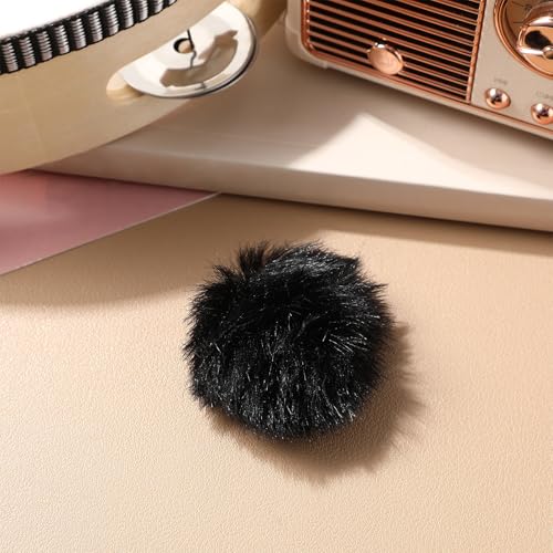 DECHOUS 2 Pcs Microphone Furry Windscreen Muff Black Fabric Mic Covers for Microphone Protection and Easy Installation, for Outdoor Interviews and Recordings