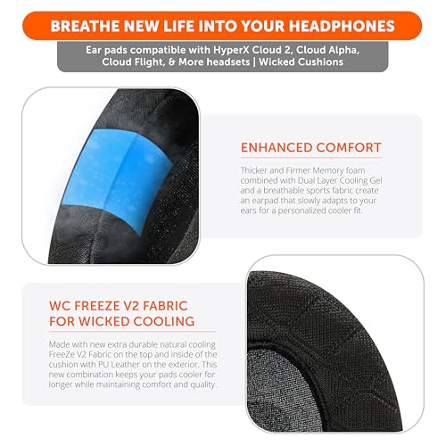 WC Freeze V2 Cloud - Angled Cooling Gel Earpads Compatible with HyperX Cloud Series by Wicked Cushions | Angled Pads for Extreme Comfort, New Freeze V2 Cooling Fabric, Extra Thick | Speed Racer - color: Speed Racer