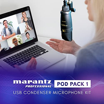 Marantz Professional Pod Pack 1 USB Microphone with Boom Arm | Includes Boom Arm, Plug and Play USB, PC and Mac Compatible, for Voice Chat, Content Creation, Gaming, Streaming and Podcasts - style: USB Mic w/ Boom Arm