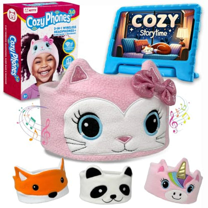 Toddler Headphones Wireless, Kids Bluetooth Earphones, Safe Volume - Wired School Headphones for Kids with 3.5 MM Jack and Travel Bag - Toddler Airplane Accessories for Boys & Girls - Kitty - color: PINK KITTY WIRELESS