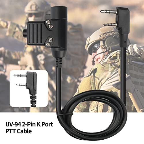 U94 PTT Military 2-Pin Adapter 7.0mm Plug Push to Talk for Baofeng ham Radio UV-5R MINI AR-5RM UV-21R UV-5G AR-152 PRO BF-F8HP PRO UV-5R DM-32 BF-888S Kenwood Two Way Radio